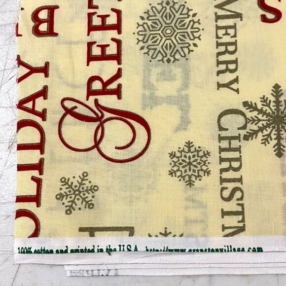 Cranston Print Works Christmas Words Fabric Remnant 72" x 42" Holiday Snowflakes - Picture 3 of 6